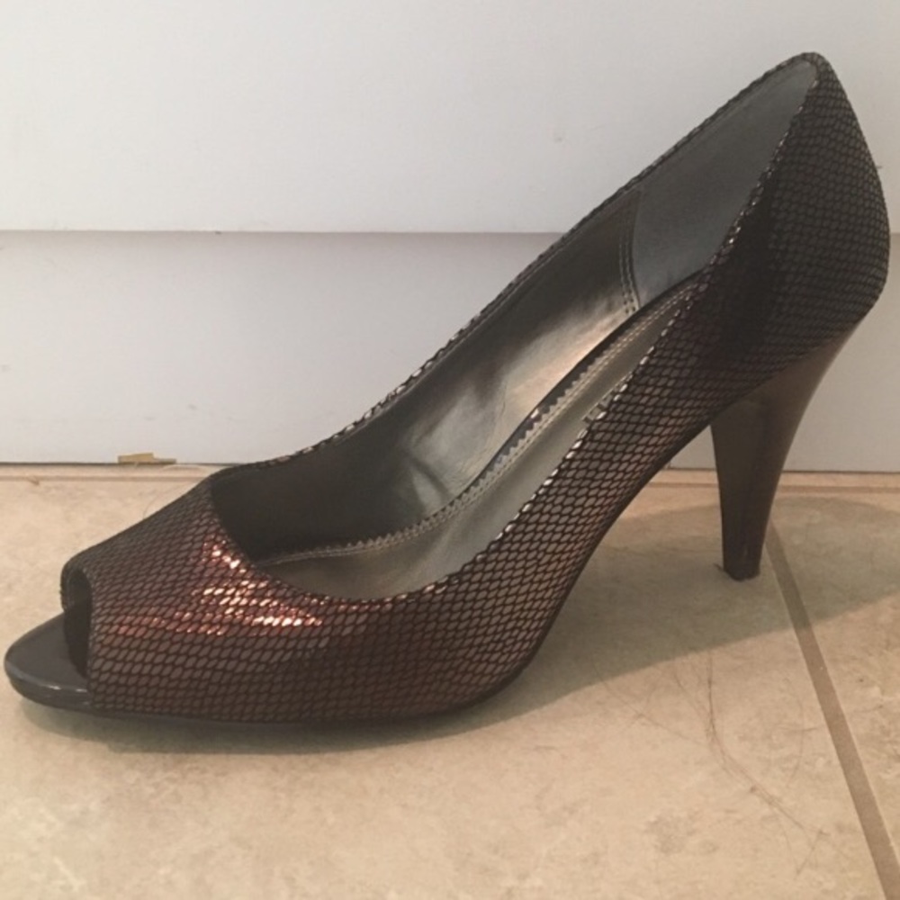 A. Marinelli Peep Toe Pump Bronze